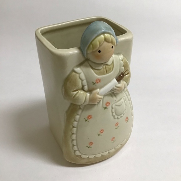 Otagiri 6" Vase Planter Sponge Holder Woman w/Rolling Pin Utensils Japan Vintage - Picture 6 of 14